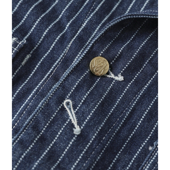 Non Stock Men's Retro Wabash Striped Railroad Denim Coat Chore Worker Jacket S - Picture 13 of 16